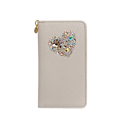 Smartphone Case M/Synthetic leather/Heart(Greige)