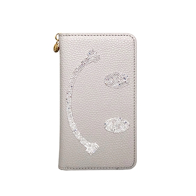 Smartphone Case M/Synthetic leather/Smiley FCR Crystal Rocks(Greige)