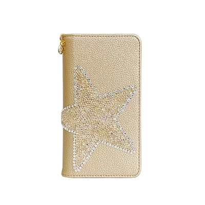 Smartphone Case M/Synthetic leather/Star Crystal Rocks L(Gold)