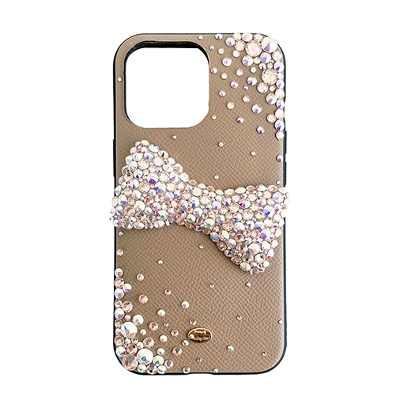 iPhone13Pron[hWPbg/Ribbon Sparkling(Beige)